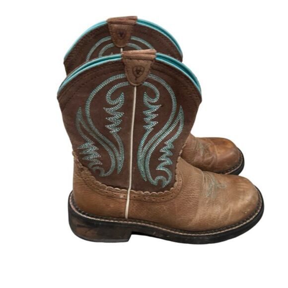 Ariat Womens Fatbaby Heritage Turquoise Brown Western Boot 8B - Picture 1 of 7